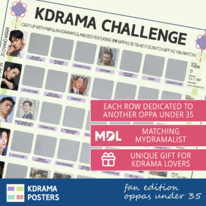 Oppas 35 to 40-Ji Chang Wook, Park Seo Joon, Lee Min Ho, Jung Hae In-Kdrama Challenge Scratch-Off Poster Tracker