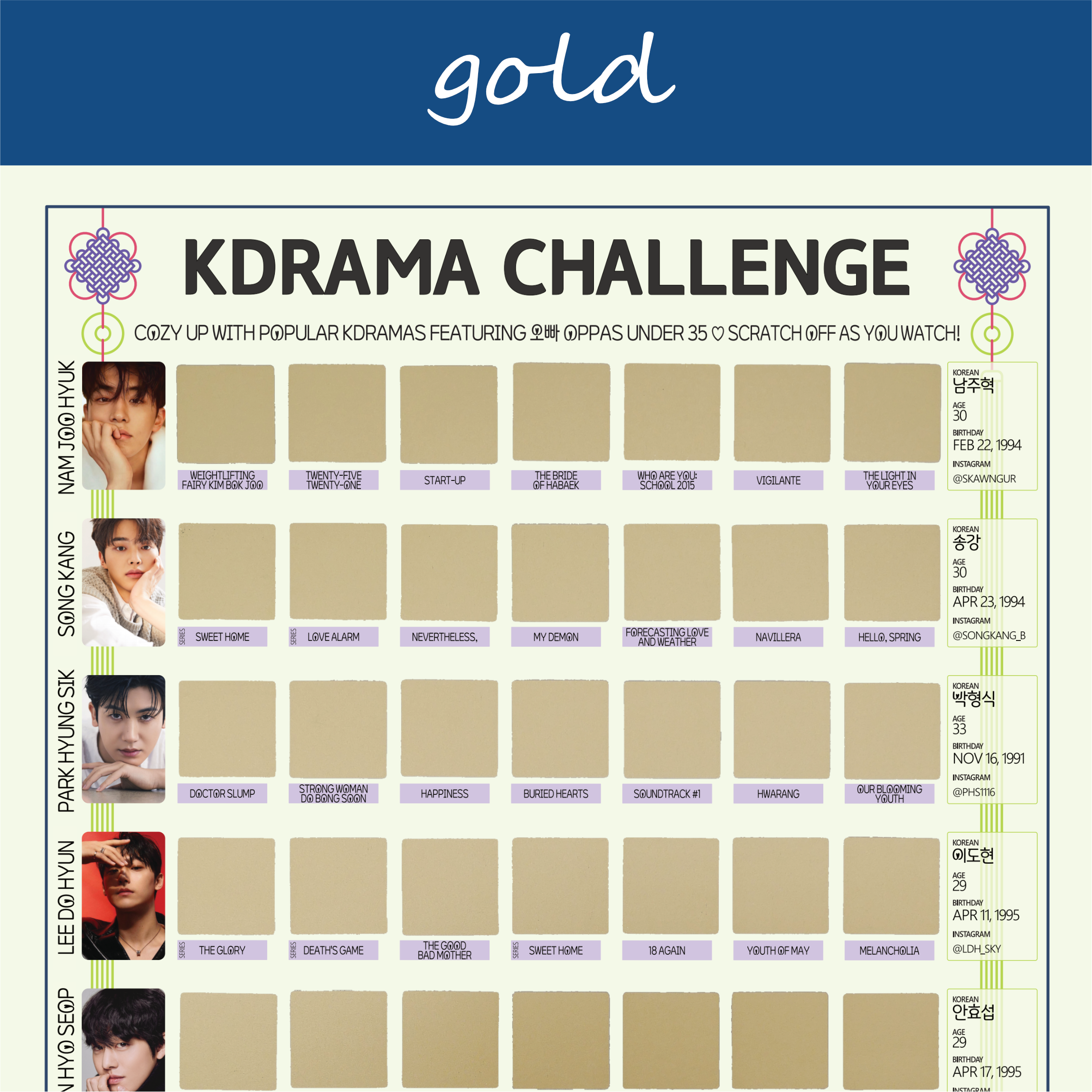 Oppas Under 35-Kdrama Challenge Scratch-Off Poster Tracker - Image 6