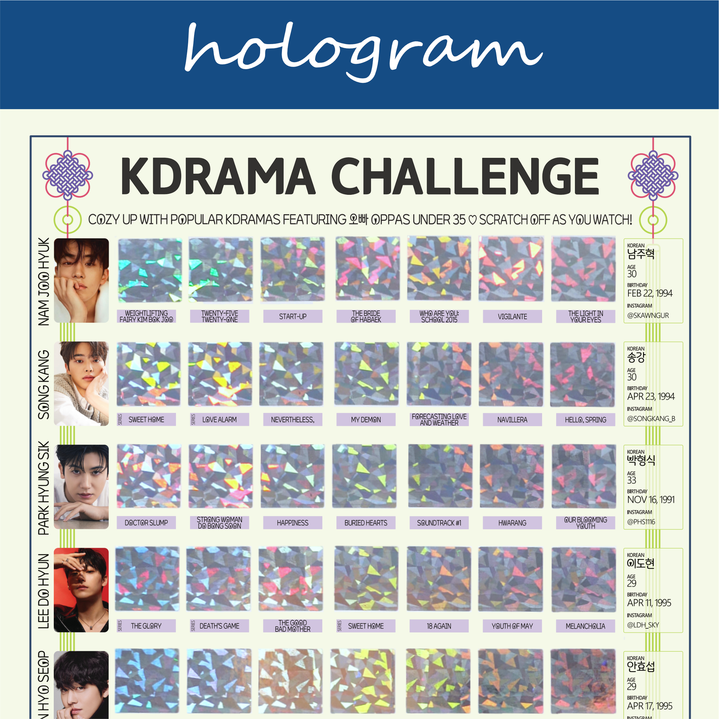 Oppas Under 35-Kdrama Challenge Scratch-Off Poster Tracker - Image 5
