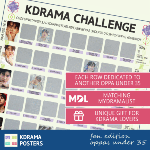Oppas Under 35-Kdrama Challenge Scratch-Off Poster Tracker