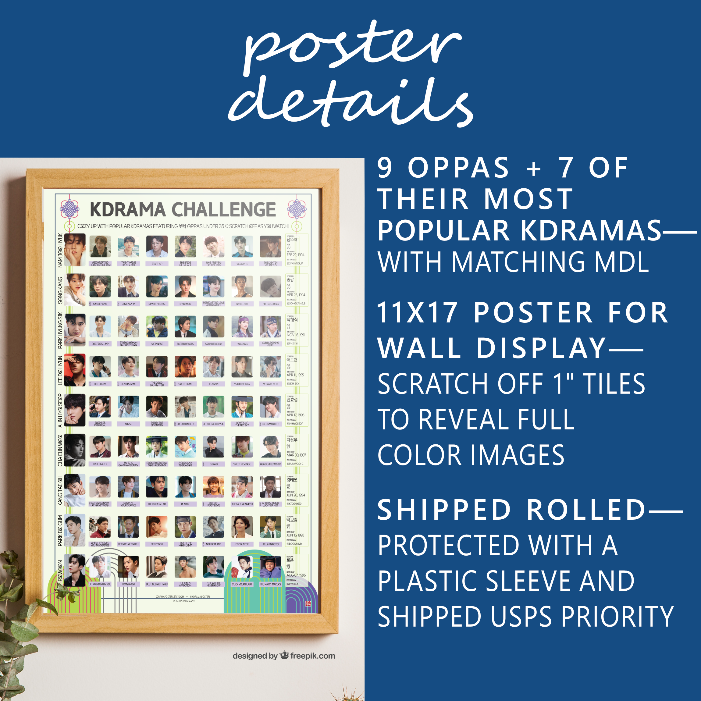 Oppas Under 35-Kdrama Challenge Scratch-Off Poster Tracker - Image 2