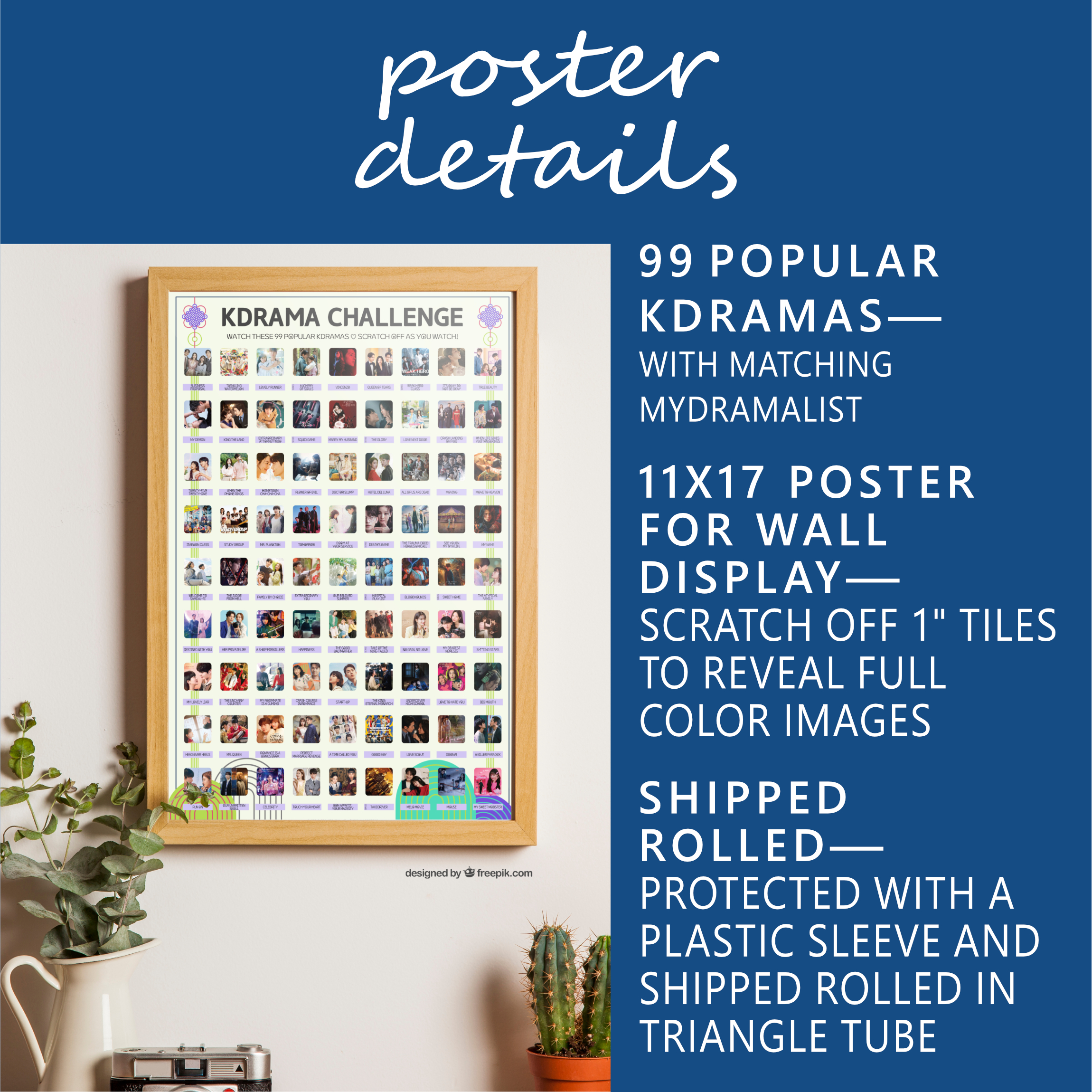99 Most Popular Kdramas Scratch-Off Poster (2025 Edition) – Essential Kdrama Watchlist – 11×17 Wall Art - Image 3